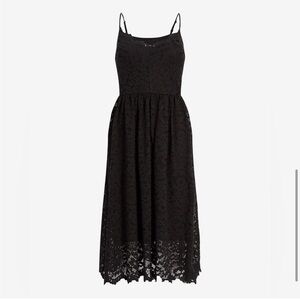 Express Classic All Over Lace A line Midi Dress in Black - Lined - Size Meidum